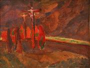 Jindrich Prucha Crucifixion oil painting